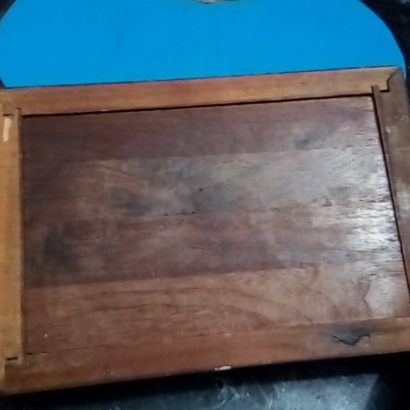 Vintage sewing oak ? tray with carrying handle . - Picture 2 of 2
